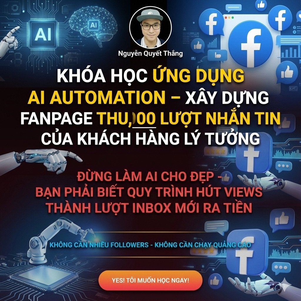 Ứng Dụng AI Automation – Xây Dựng Fanpage Thu Hút 100,000 Lượt Nhắn Tin Của Khách Hàng Lý Tưởng Cùng Nguyễn Quyết Thắng