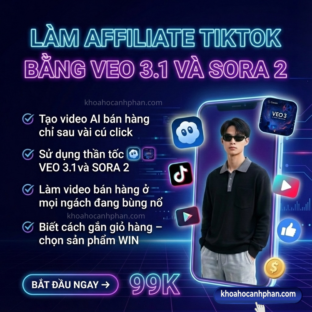 Khóa Học Làm Affiliate Tiktok Bằng VEO 3.1 & SORA 2 Cùng Richdad Lộc
