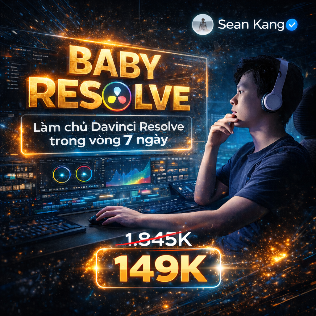 Khóa học Anh Phan - Chia sẻ khóa học online giá rẻ, chất lượng, uy tín Khóa Học Baby Resolve Seankang – Làm Chủ DaVinci Resolve Trong 7 Ngày