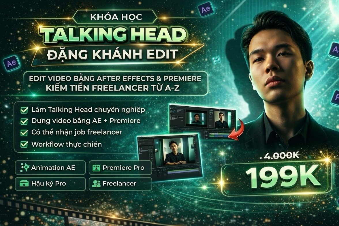 Khóa Học Talking Head Đặng Khánh Edit – Edit Video After Effect & Premiere Kiếm Tiền Freelancer
