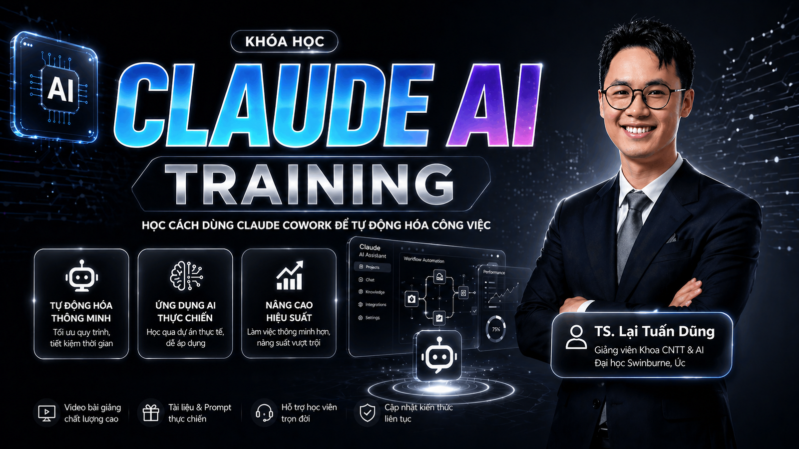 Khoá Claude AI Training TS. Lại Tuấn Dũng (Dũng Lại Lập Trình) – Huấn luyện Claude AI cho công việc